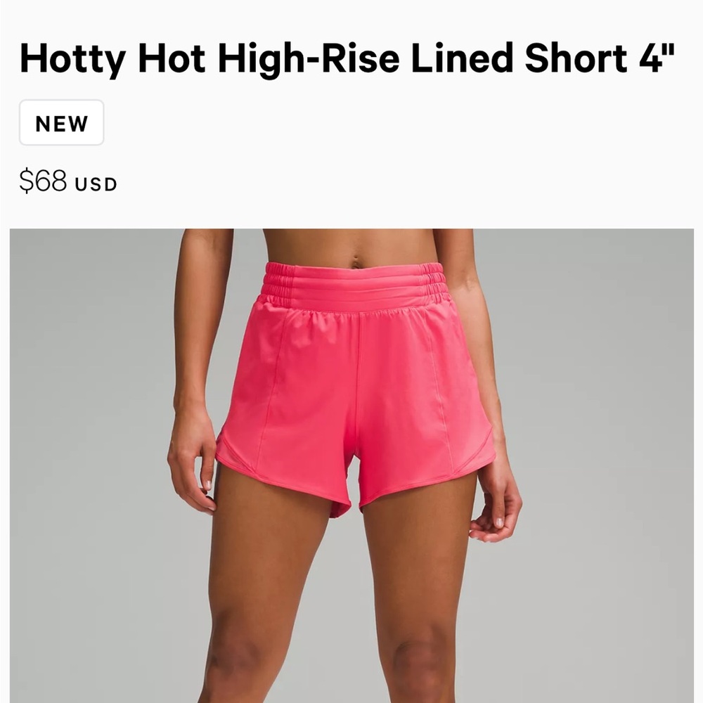 Lululemon Hotty Hot HR Short 4” Size 6